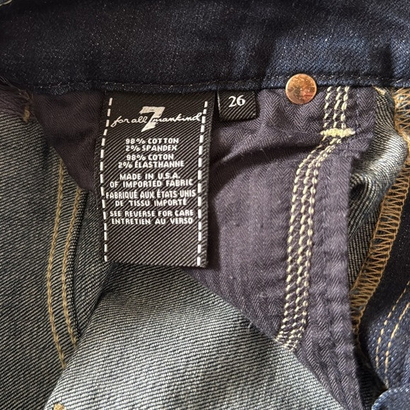 7 for All Mankind High Waist Skinny Jeans Sz 26 EUC Lightly Distressed Med Wash - Picture 13 of 14